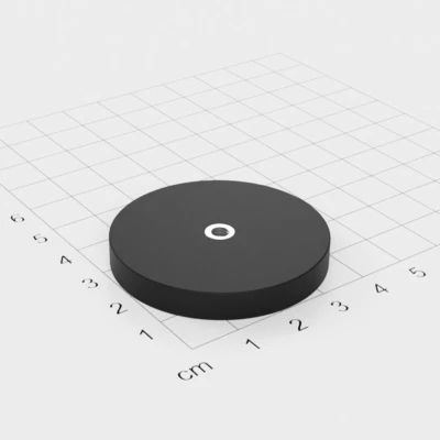 MAQNA Magnetsystem mit Innengewinde, D=43mm, H=6mm, gummiert, Grade N35, Gewinde M4