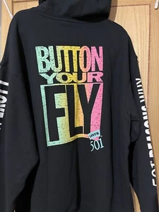 Nueva sudadera con capucha de algodón LEVI’S 501 negra XL gráfico trasero de gran tamaño - Imagen 1 de 9