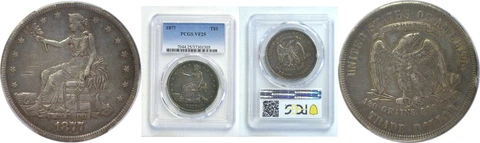 1877 Trade Dollar PCGS VF-25 Cover