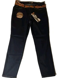 Royalty For Me Damen Mid Rise Skinny dunkler Stoffgürtel Denim Jeans Größe 16P - Bild 1 von 8
