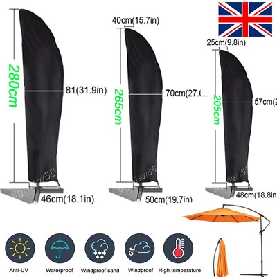 Heavy Duty Parasol Banana Umbrella Covers Cantilever Outdoor Patio Shield S/M/L