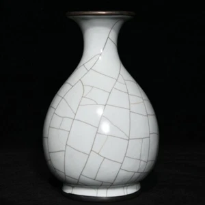 Jarrón Yuhuchun 7.1" China antigua dinastía Song porcelana horno guan blanco grieta de hielo - Imagen 1 de 9
