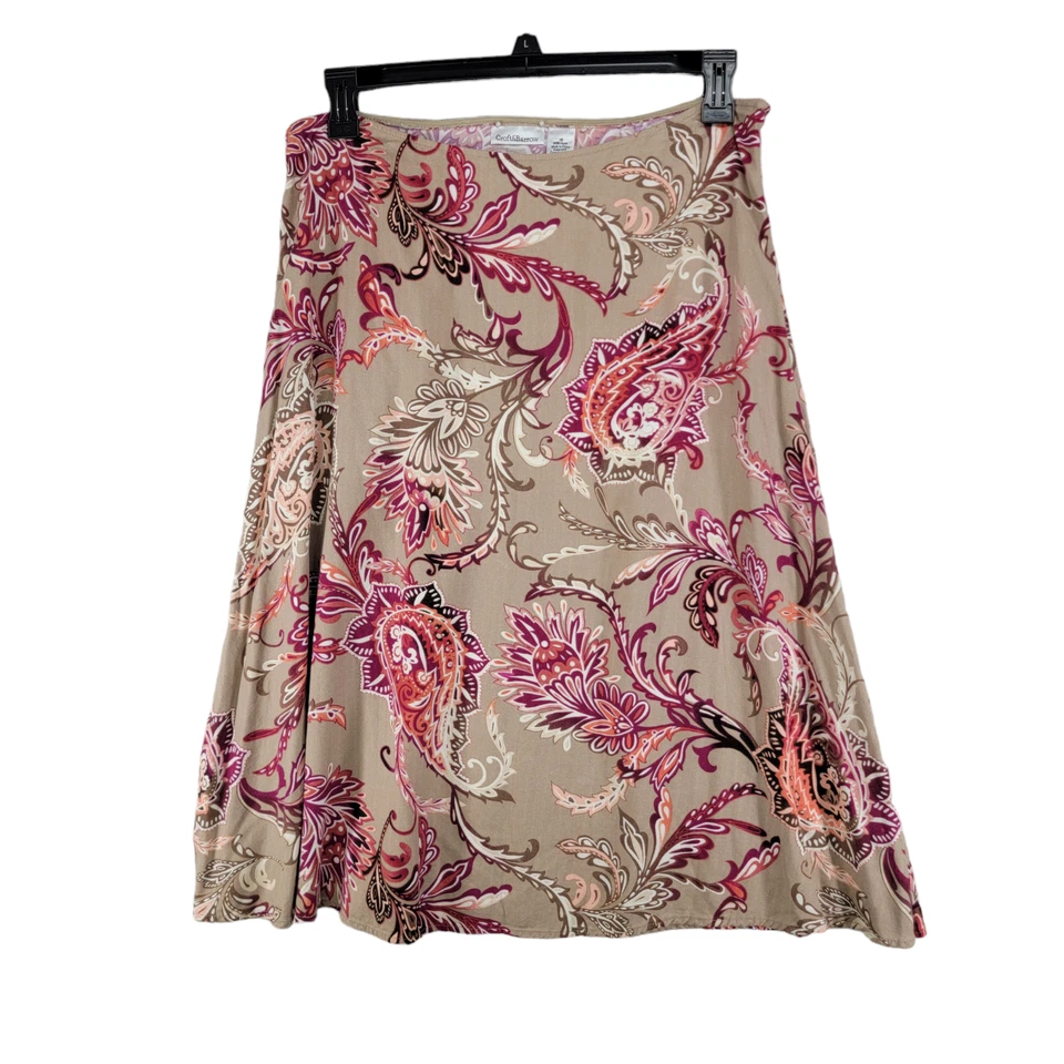 Croft Barrow Mujer Multicolor Paisley Línea A Falda Cremallera Lateral Rayón Talla 16 Foto 1 de 4