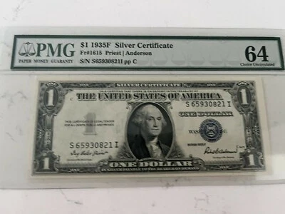 1935-F $1 SILVER CERTIFICATE S-I Block PMG 64 Fr 1615 - Image 1 of 4