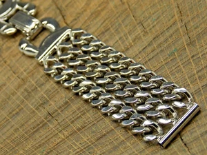 Banda de reloj vintage 16 mm 5/8" acero inoxidable broche mariposa encadenado nuevo de lote antiguo sin usar - Imagen 1 de 4