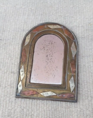 Espejo colgante arqueado de latón marroquí arte hecho a mano vintage decoración increíble Foto 1 de 4