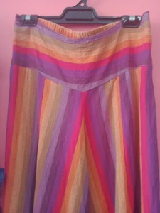 Colourful striped cotton casual full flared womans pants  Hippy Festival - Picture 1 of 6