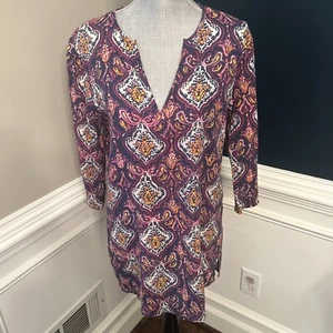 EUC J . Crew Navy Paisley Print Cotton Popover Tunic Size M Medium JCrew - Picture 1 of 6