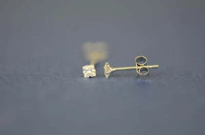 14K white Gold Square prong set Stud Earrings with Princess Cut CZ 2-8mm - Picture 1 of 12