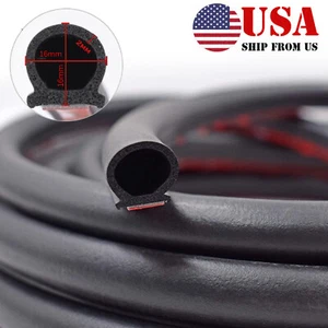 16FT Car Door Rubber Weather Seal Universal Hollow Strip Weatherstrip 5M D-Shape - Picture 1 of 9