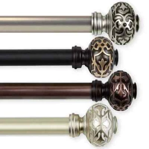 Maple 1" Single Curtain Rod 120-170 inch - Black - Picture 1 of 2