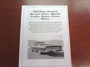 1963 Buick all-model factory cost/dealer retail pricing for '63 cars & options - Picture 1 of 2