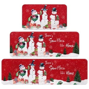 FRAMICS Christmas Kitchen Mat 3 Pcs, Winter Snowman Christmas Rugs for Kitche... - Picture 1 of 7