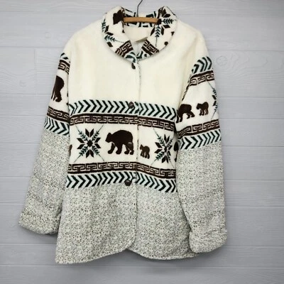 Vintage St Johns Bay Fleece Faux Fur Jacket Womens Size XL - Image 1 of 4