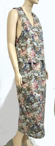 Vintage Retro 80s Gotcha Covered Floral Denim Jean Midi Skirt W Vest M - Picture 1 of 6