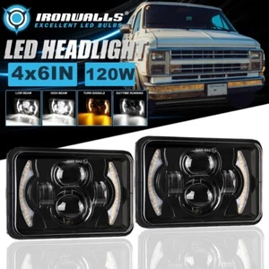 Par de faros LED 4x6" alto/bajo señal de giro DRL para Chevrolet G10 G20 G30 1978-91 - Imagen 1 de 12