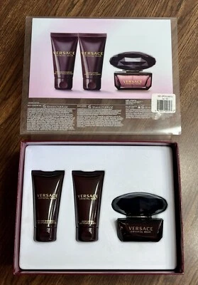 Versace Crystal Noir 1.7oz/50ml EDT spray (90%) + 1.7 gel + 1.7 loción set de regalo Foto 1 de 4