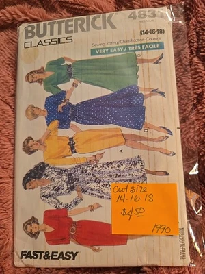 Vintage 1990 Butterick 4831 Women’s Dress Sewing Pattern Uncut Size 14-16-18  - Image 1 of 2