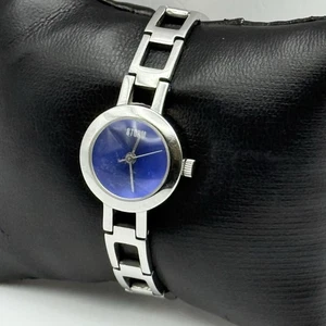 Working Storm Ladies Silver Tone Blue Dial Panel Bracelet 21mm Quartz Watch - Picture 1 of 19