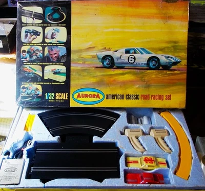 AURORA K&B A-JET 1/32 SLOT CAR RACE SET 2 RUN CARS GOOD COMPLETE REFURB REVELL - Image 1 of 4