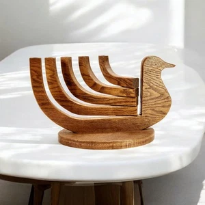 Candelabro vintage legno MCM uccellino legno pieghevole danese moderno 13,5" - Foto 1 di 21