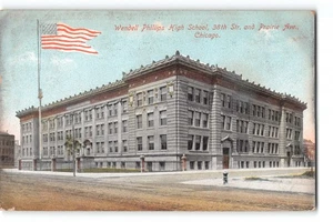 Postal Wendell Phillips High School Chicago Illinois 1908 matasellada Alemania - Imagen 1 de 2