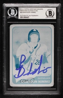 BAS 2014 Heritage Minor League Edition Printing Plate Cyan 1/1 Brandon Nimmo ow6 - Image 1 of 3