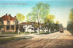 c1911 Picture Postcard - London Street In Windsor, Ontario, Canada ~ #-7674 - Picture 1 of 15