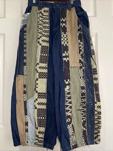 Free People Pants jeans Womens XS Evermore pieced barrel embroidered patchwork - Picture 1 of 12