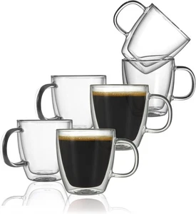 Isolierte Espresso Doppelwandige Glas Tassen mit Henkel Tassen Klar Tee Kaffee - Bild 1 von 26
