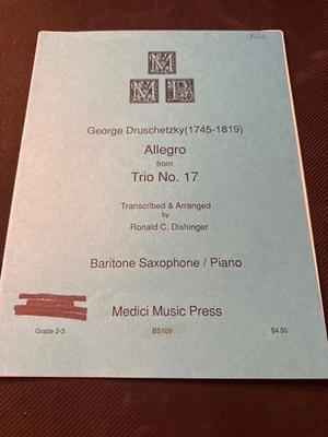 George Druschetsky Allegro Trio No. 17 Baritone Sax & Piano Medici Music Book - Image 1 of 3