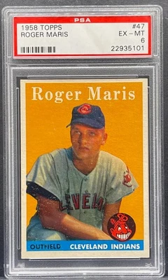 Бейсбольная карточка 1958 Topps РОДЖЕР МАРИС дебютант No47 RC PSA 6 EX-MT ЦЕНТРИРОВАННАЯ ЯРКАЯ - Изображение 1 из 2