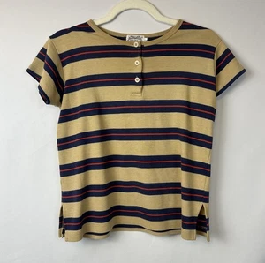 Vintage 70s The Villager Women’s Striped Henley Tee Shirt Size S Retro Preppy - Picture 1 of 9