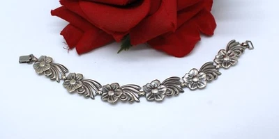 Sterling Silver Vintage Flower  19.23g  Bracelet FERAL CAT RESCUE - Image 1 of 2