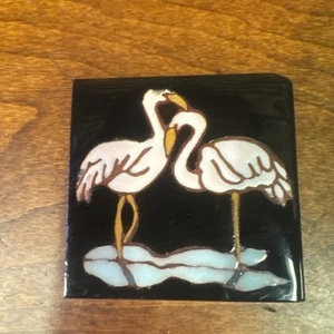 Pink Flamingos TILE Magnet  CRAFTSMAN ELAINE CAIN - Picture 1 of 8