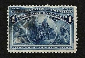 US 1893 #230 Columbian Exposition 1c Deep Blue Fancy Cancel VF Ex Used - Picture 1 of 2