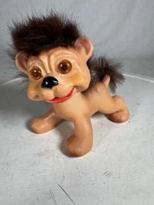 Vintage 1960er DAM Troll Löwe/Hund Puppe VIEL GLÜCK MASKOTTCHEN SCANDIA HAUS Japan 3 Zoll x 4 Zoll - Bild 1 von 9