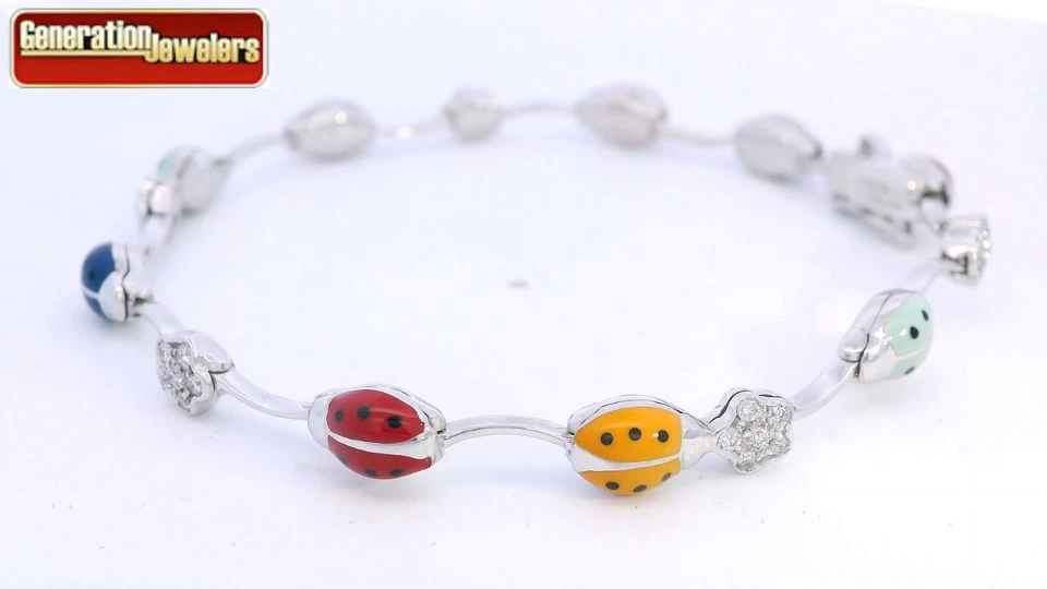 BRAZALETE LADYBUG DIAMANTE H/SI AARON BASHA 1.00CTTW ORO BLANCO 18K 14 GRAMOS Foto 1 de 4