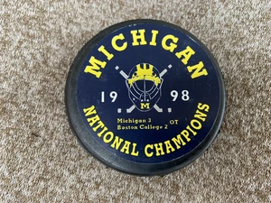 1998 Michigan Wolverines University NCAA National Champions Hockey Puck - Picture 1 of 5