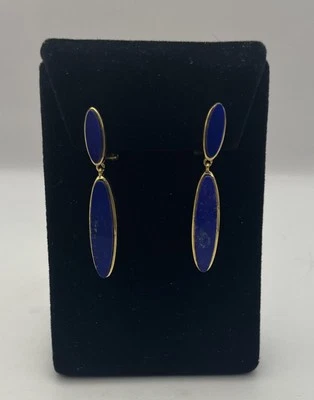 Pendientes de oro amarillo de 18 quilates con lapislázuli  Foto 1 de 4