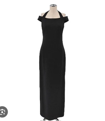 Lauren Ralph Lauren Womens 10 Dress Black Maxi Long Off Shoulder Halter Evening - Image 1 of 4