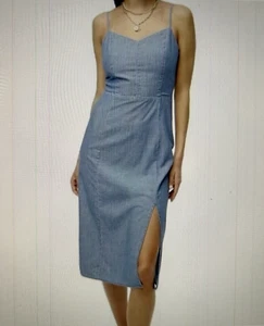 J. Crew Women's Chambray Slip Midi Dress Vista Blue Wash Size 6P - Picture 1 of 14