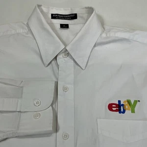 Vintage EBAY Button Down Shirt Promo Logo Embroidered Men’s XL White As-is - Picture 1 of 14