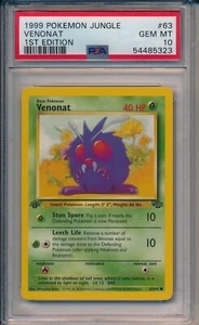 1999 POKEMON JUNGLE VENONAT 1ST EDITION #63 PSA 10 GEM MINT - Picture 1 of 1