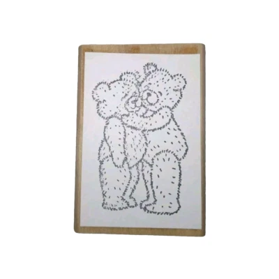 Sello de goma montado en madera de oso de peluche Love Foto 1 de 4