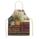MY# Orchid Printed Linen Apron Waterproof Kitchen Cooking Bibs Apron for Men Wom