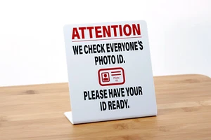 3pk Check Photo ID Signs, Plastic Counter Signs, Free Shipping - Picture 1 of 3