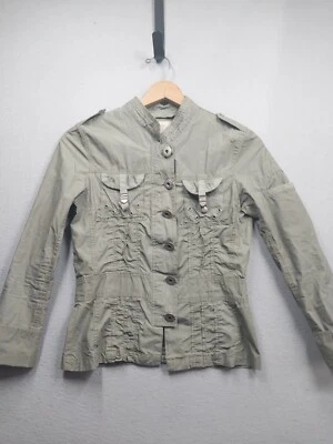 Chaqueta BKE Mujer Pequeña Con Botones Militar Hebilla Bolsillos Sin Forro Verde Oliva Foto 1 de 4