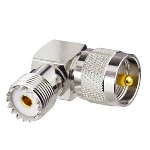 UHF adapter PL259 to SO239 Male /Female RF adapter right angle for walkie talkie - Picture 1 of 4