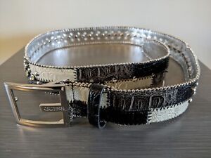 Guess Belt 958006 Black Silver Patchwork Rhinestone Studded Woman Large Bling 